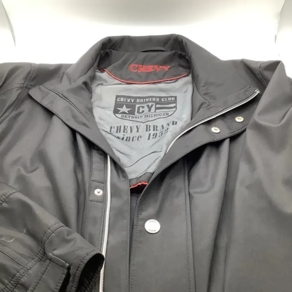 Chevy Drivers‎ Club Mens Black Utility Jacket Full Zip and Snap Closure Size 58